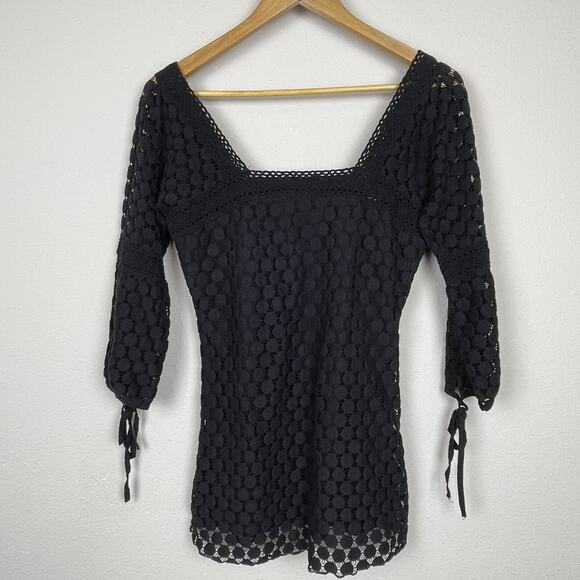 Solitaire Black Lace Top Size S Whimsigoth Y2K Witchy Square‎ Neck - Picture 5 of 8